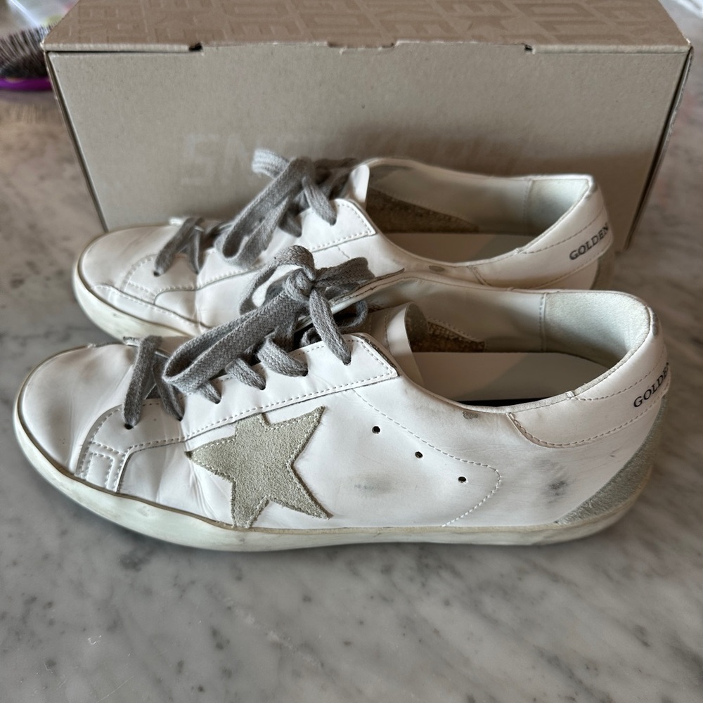 Golden Goose White Sneakers with Silver Star